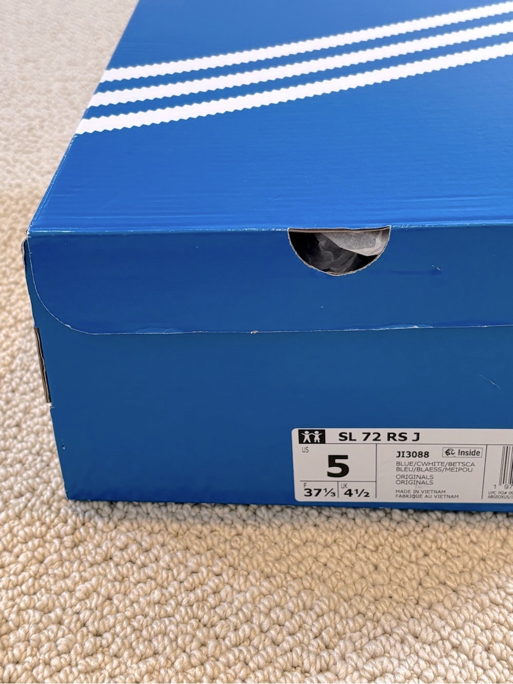 New adidas Kids SL 72 RS J Sneakers in Royal Blue, White & Red Accent - Picture 6 of 6